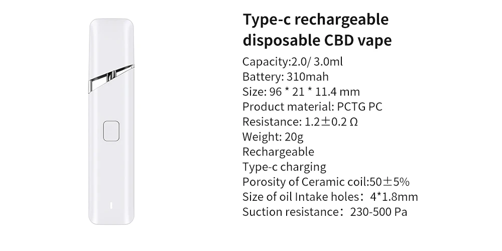 Type-c rechargeable disposable CBD vape Type-c rechargeable disposable CBD vape