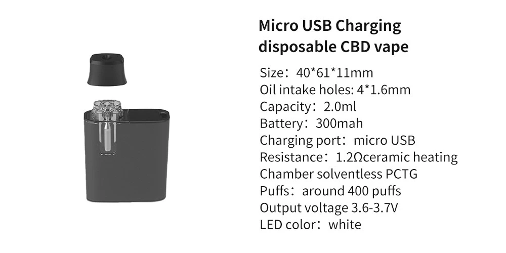 Micro USB Charging disposable CBD vape